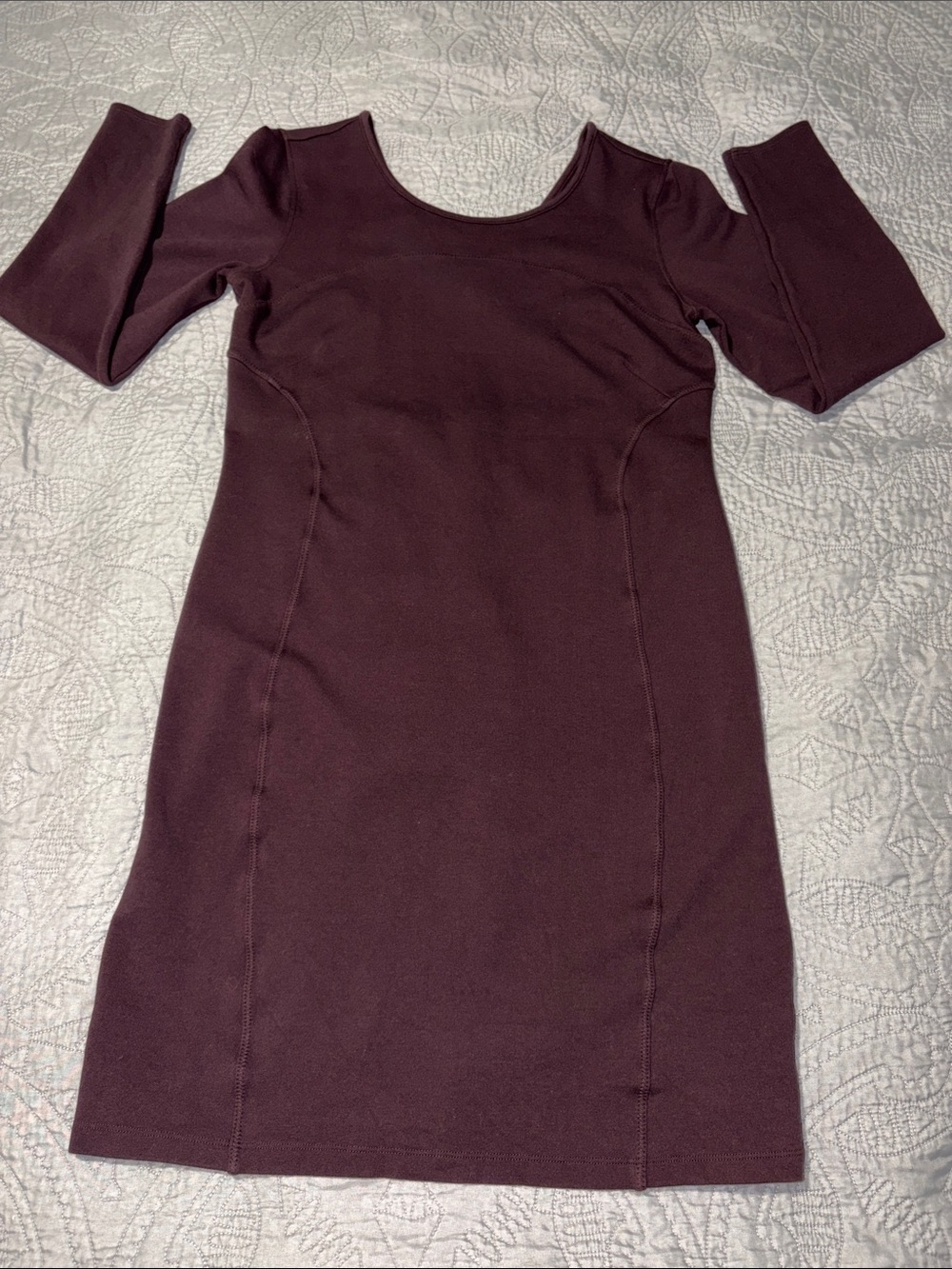 Athleta Long-Sleeve Scoop Neck Dress in Deep Eggplant, sz LT